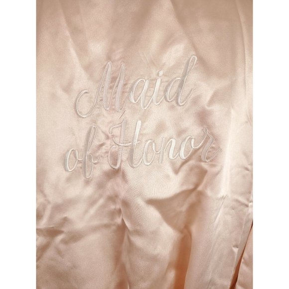 Maid of Honor Satin Robe Rose Light Pink Size L/XL - Picture 6 of 6